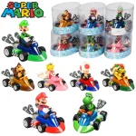 Super Mary Series Karting Mario Bros Luigi Yoshi Donkey Kong Action Figure Toys Pull Back Car 12.5*8*9 Cm with Box Kids Gifts 1