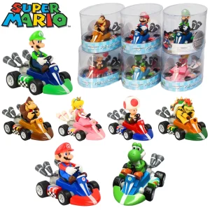 Super Mary Series Karting Mario Bros Luigi Yoshi Donkey Kong Action Figure Toys Pull Back Car 12.5*8*9 Cm with Box Kids Gifts 1
