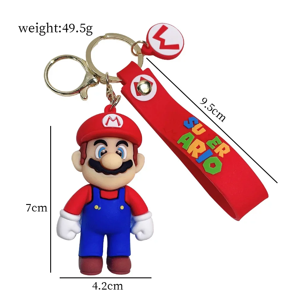 Super Mario 3D Cartoon Keychain Mario Bros Luigi Toad Yoshi Bowser Action Figure Model PVC Cartoon Bag Doll Pendant Toys Gift 5