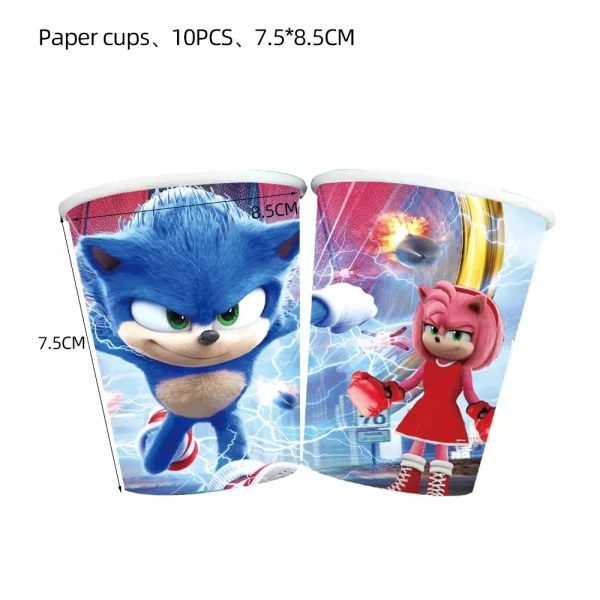 New Cartoon Sonic Party Supplies Boys Birthday Party Disposable Tableware Set Paper Plate Cup Napkin Balloon Baby Shower Decor 2