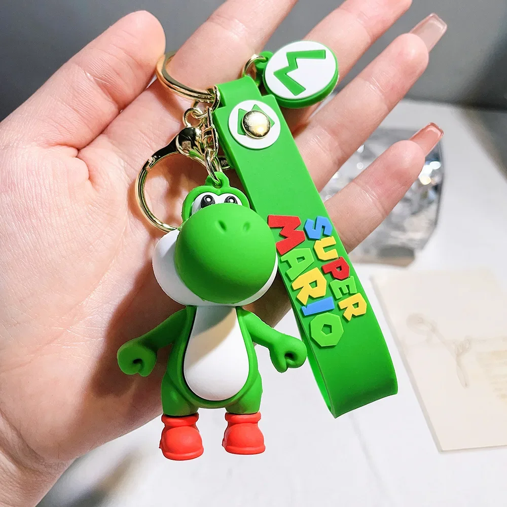 Super Mario 3D Cartoon Keychain Mario Bros Luigi Toad Yoshi Bowser Action Figure Model PVC Cartoon Bag Doll Pendant Toys Gift 4