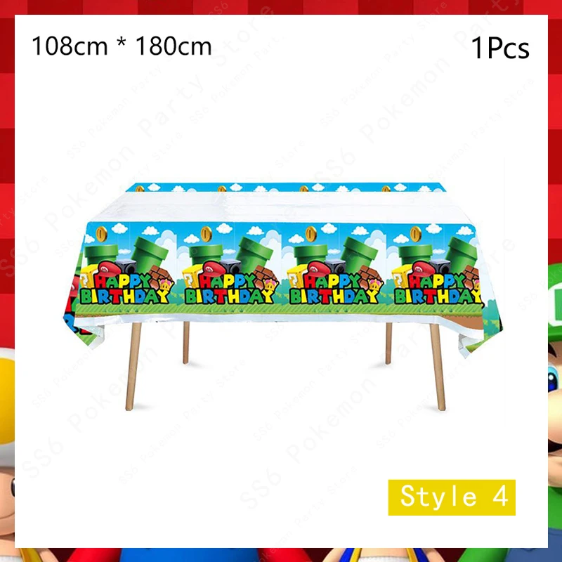 Super Mario Bros Birthday Decoration Party Supplies Disposable Tableware Tablecloth Baby Shower Paper Cup Plate Napkin Bag Kit 19