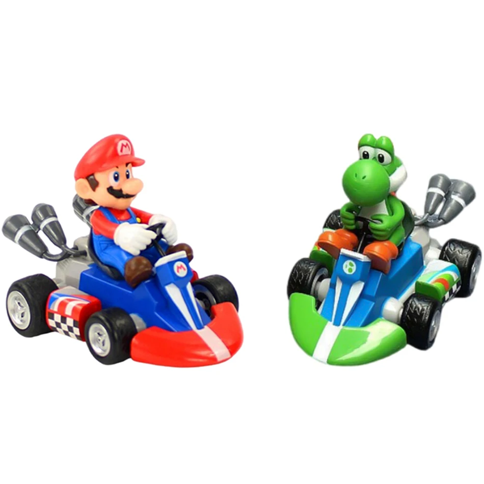 Super Mary Series Karting Mario Bros Luigi Yoshi Donkey Kong Action Figure Toys Pull Back Car 12.5*8*9 Cm with Box Kids Gifts 3