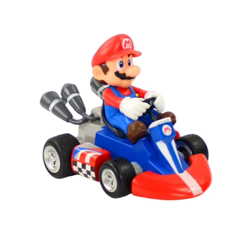 Super Mary Series Karting Mario Bros Luigi Yoshi Donkey Kong Action Figure Toys Pull Back Car 12.5*8*9 Cm with Box Kids Gifts 5