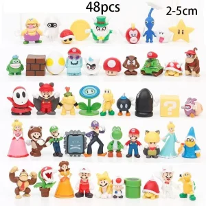 48pcs/set Super Mario Bros PVC Action Figure Toys Dolls Model Set Luigi Yoshi Donkey Kong Mushroom for kids birthday gifts 1