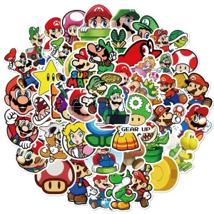 50pcs Super Mario Bros Game Sticker Anime Cartoon Skateboard Bicycle Guitar Book Laptop Motorcycle Waterproof Kids Sticker Toy 1