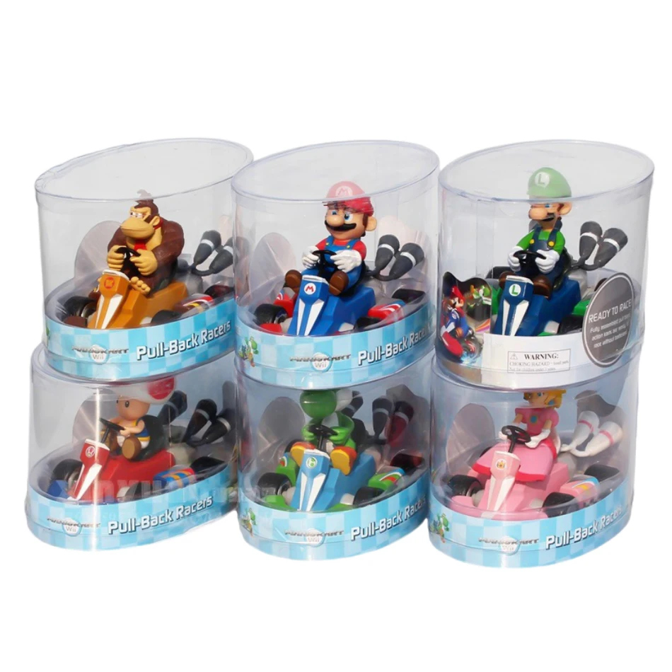 Super Mary Series Karting Mario Bros Luigi Yoshi Donkey Kong Action Figure Toys Pull Back Car 12.5*8*9 Cm with Box Kids Gifts 2