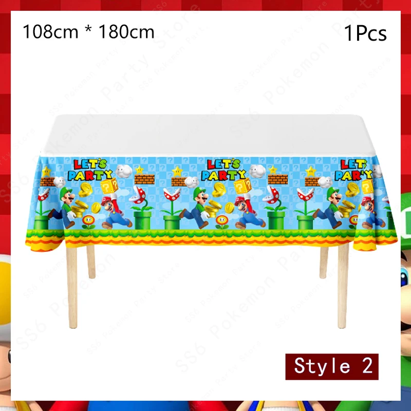 Super Mario Bros Birthday Decoration Party Supplies Disposable Tableware Tablecloth Baby Shower Paper Cup Plate Napkin Bag Kit 17