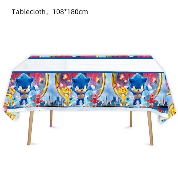 New Cartoon Sonic Party Supplies Boys Birthday Party Disposable Tableware Set Paper Plate Cup Napkin Balloon Baby Shower Decor 5