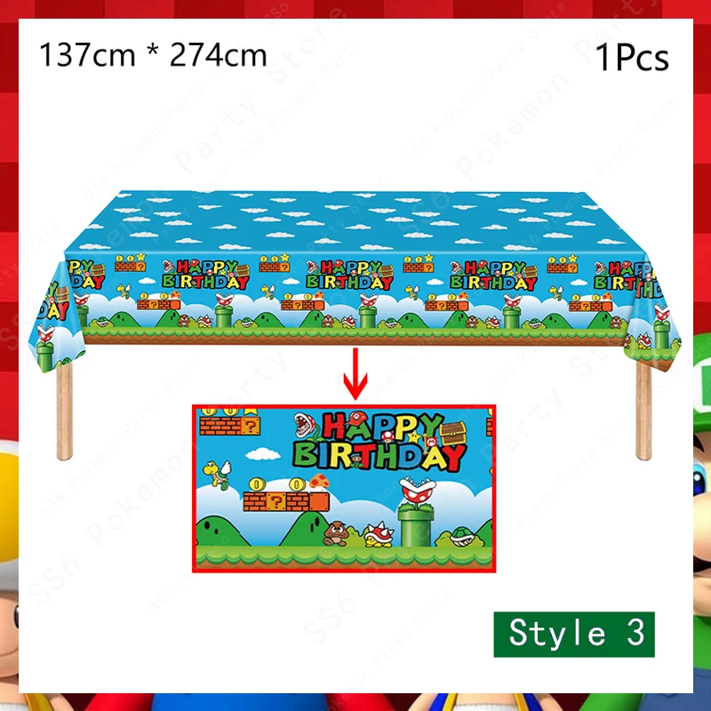 Super Mario Bros Birthday Decoration Party Supplies Disposable Tableware Tablecloth Baby Shower Paper Cup Plate Napkin Bag Kit 20