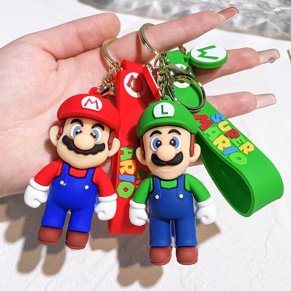 Super Mario 3D Cartoon Keychain Mario Bros Luigi Toad Yoshi Bowser Action Figure Model PVC Cartoon Bag Doll Pendant Toys Gift 2