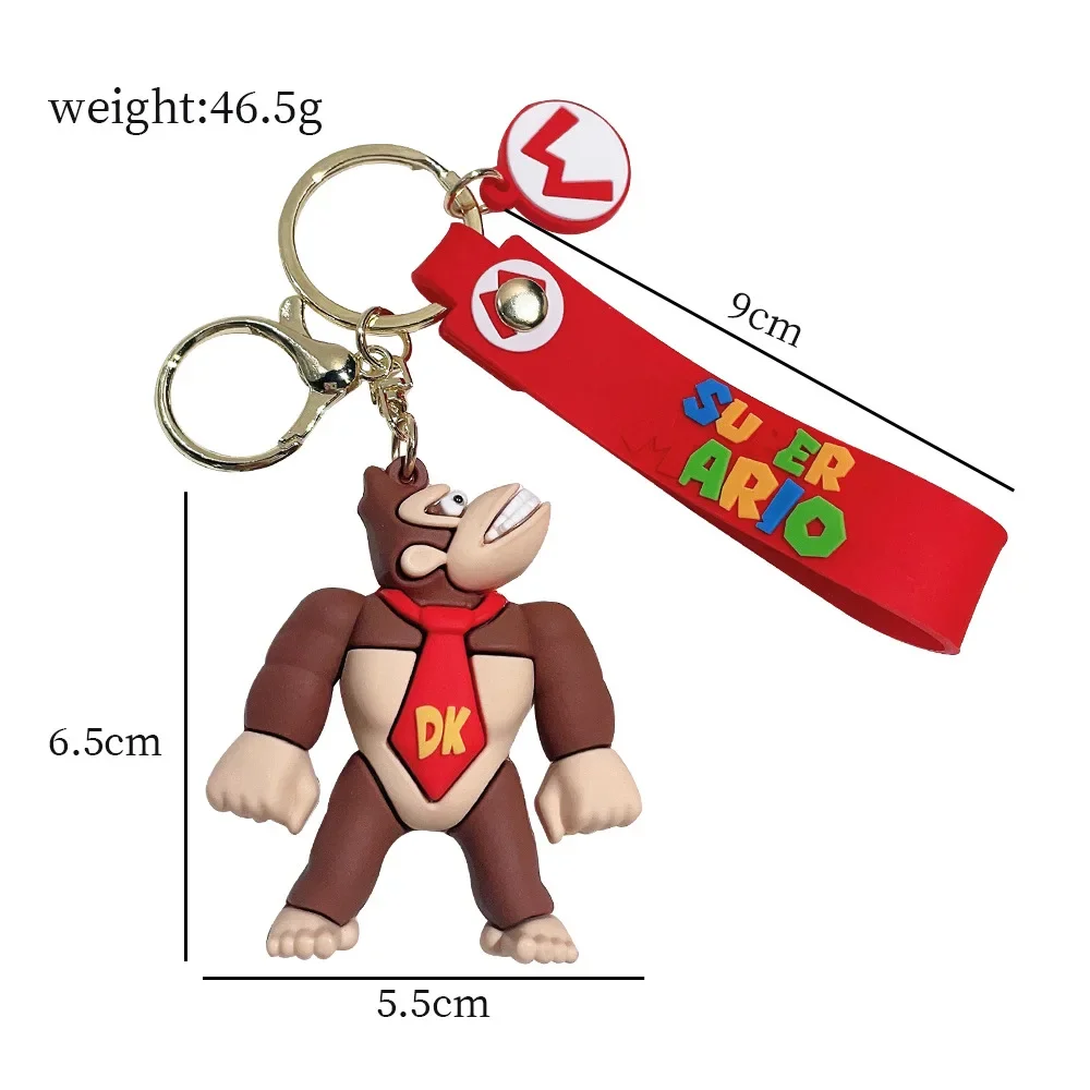 Super Mario 3D Cartoon Keychain Mario Bros Luigi Toad Yoshi Bowser Action Figure Model PVC Cartoon Bag Doll Pendant Toys Gift 6