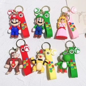 Super Mario 3D Cartoon Keychain Mario Bros Luigi Toad Yoshi Bowser Action Figure Model PVC Cartoon Bag Doll Pendant Toys Gift 1