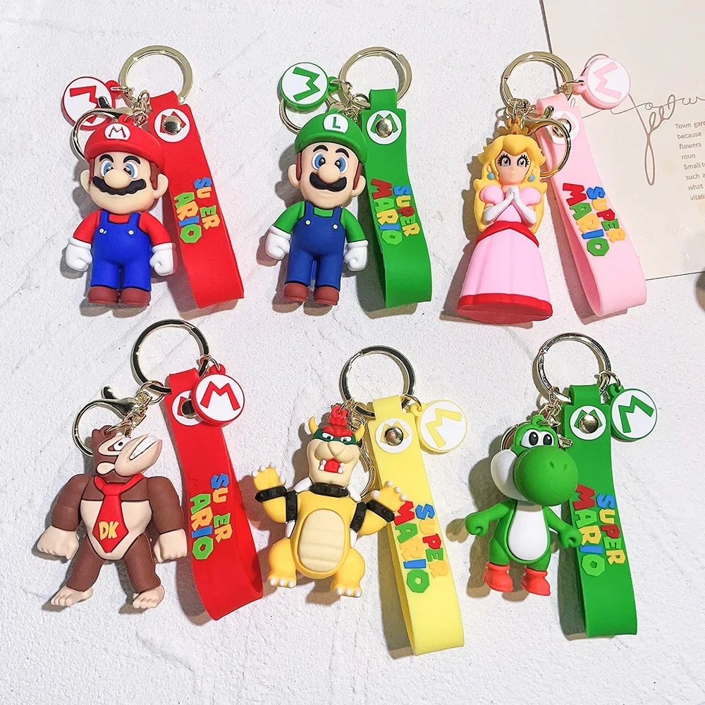 Super Mario 3D Cartoon Keychain Mario Bros Luigi Toad Yoshi Bowser Action Figure Model PVC Cartoon Bag Doll Pendant Toys Gift 1