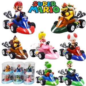 Super Mario Pull Back Car Green Yoshi Donkey Kong Bowser Luigi Toad Princess Peach Action Figure Toys Anime Game Doll Kid Gifts 1