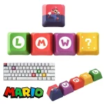5pcs Super Mario Bros Keycaps Anime Retro Game Mechanical Keyboard Luigi Cartoon DIY Gaming Creative Button Computer Key Cap 1