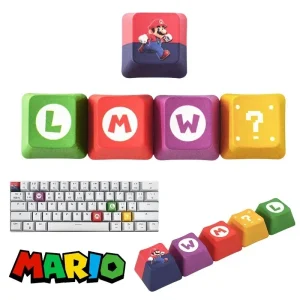 5pcs Super Mario Bros Keycaps Anime Retro Game Mechanical Keyboard Luigi Cartoon DIY Gaming Creative Button Computer Key Cap 1