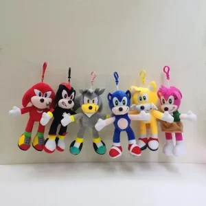 20cm Sonic Plush Doll keychain Toys Cartoon PP Cotton Black Blue Shadow Hedgehog Soft Stuffed pendant Home Decoration kids Gift 1