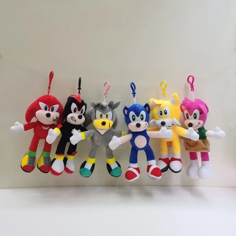 20cm Sonic Plush Doll keychain Toys Cartoon PP Cotton Black Blue Shadow Hedgehog Soft Stuffed pendant Home Decoration kids Gift 1