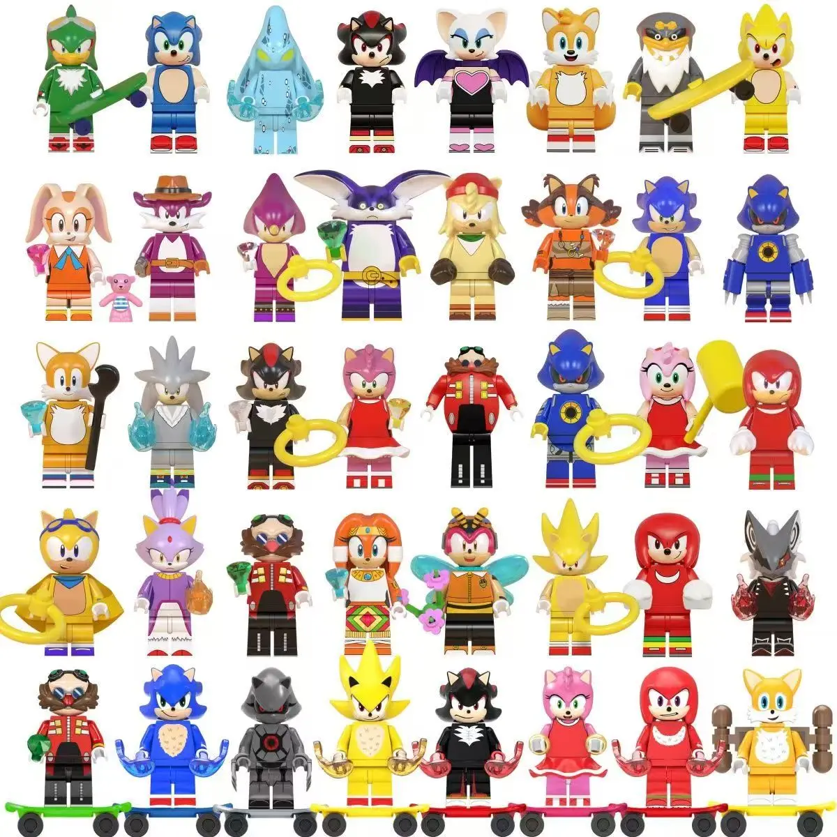 8Pcs/set Anime Games Hedgehog Sonic Building blocks Mini Action Figures Puzzle Model Doll Ornament Assembling Toy Birthday Gifts 1