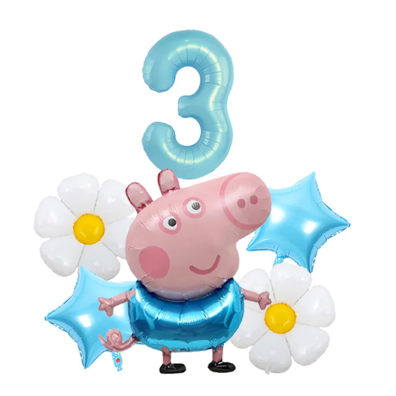 Peppa Pig Theme Set Aluminum Balloons Kids Birthday Party Decor Pet Film Background Baby Shower Girl Toys Gift 6