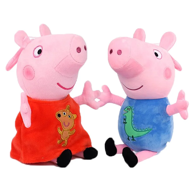 Original Box 2PCS/SET Peppa Pig 19cm Peppa George Mr dinosaur Teddy Bear Plush Toy Hot sale Children Birthday Christmas Gift 2