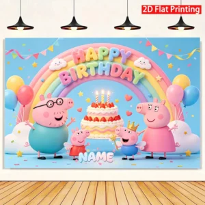 Peppa Pig Photography Backdrop Kids Birthday Party Decorations Background Personalized Banner Booth Props Party Supplies 1