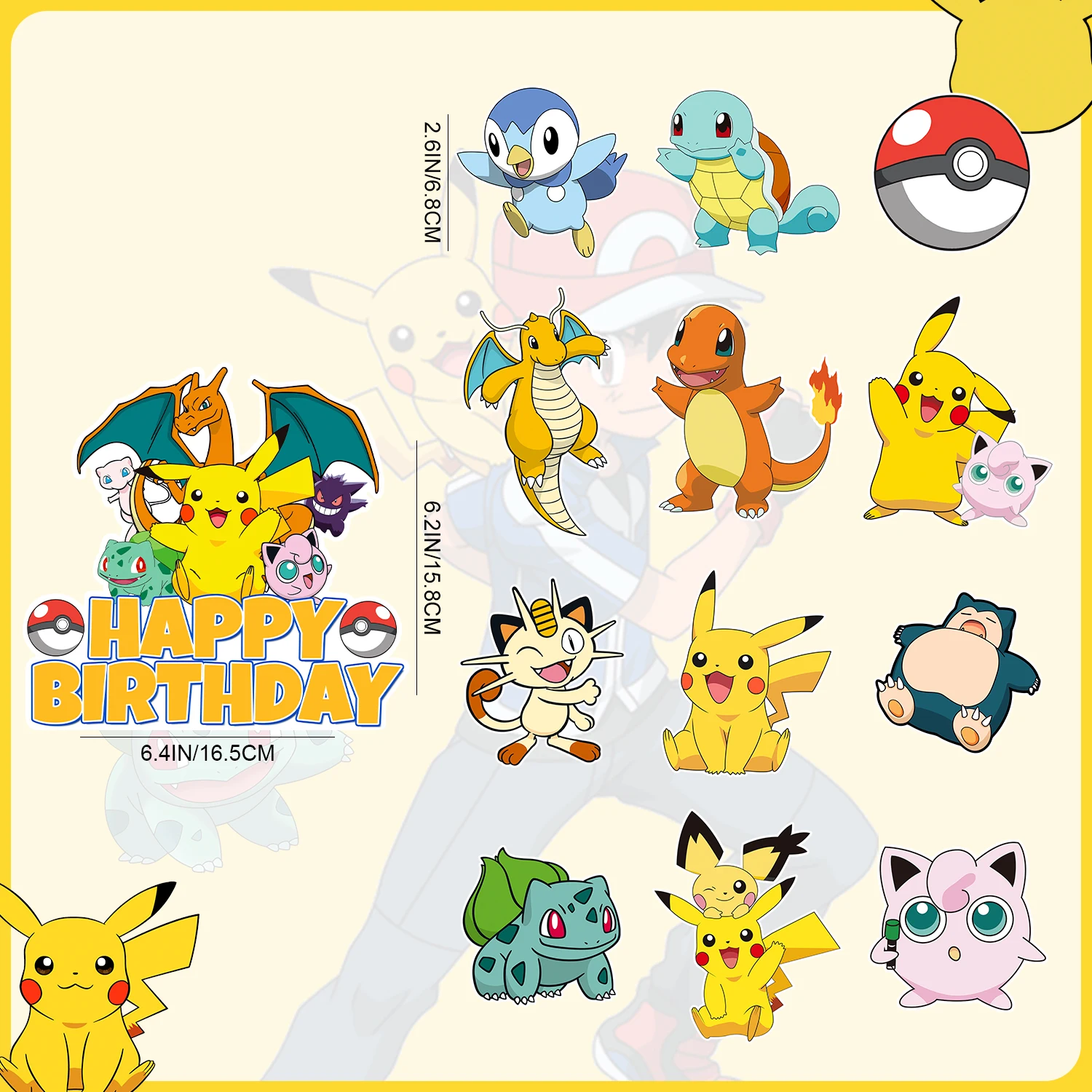 Pokemon Cupcake Toppers for Pokemon Birthday Decorations Supplies 7