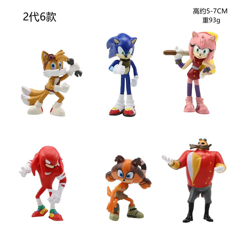 6pcs/Set Sonic Action Figures Tails Werehog Knuckle Dolls Dr. Eggman Cartoon Figure Collection Dolls Children's Hedgehog Toy 5