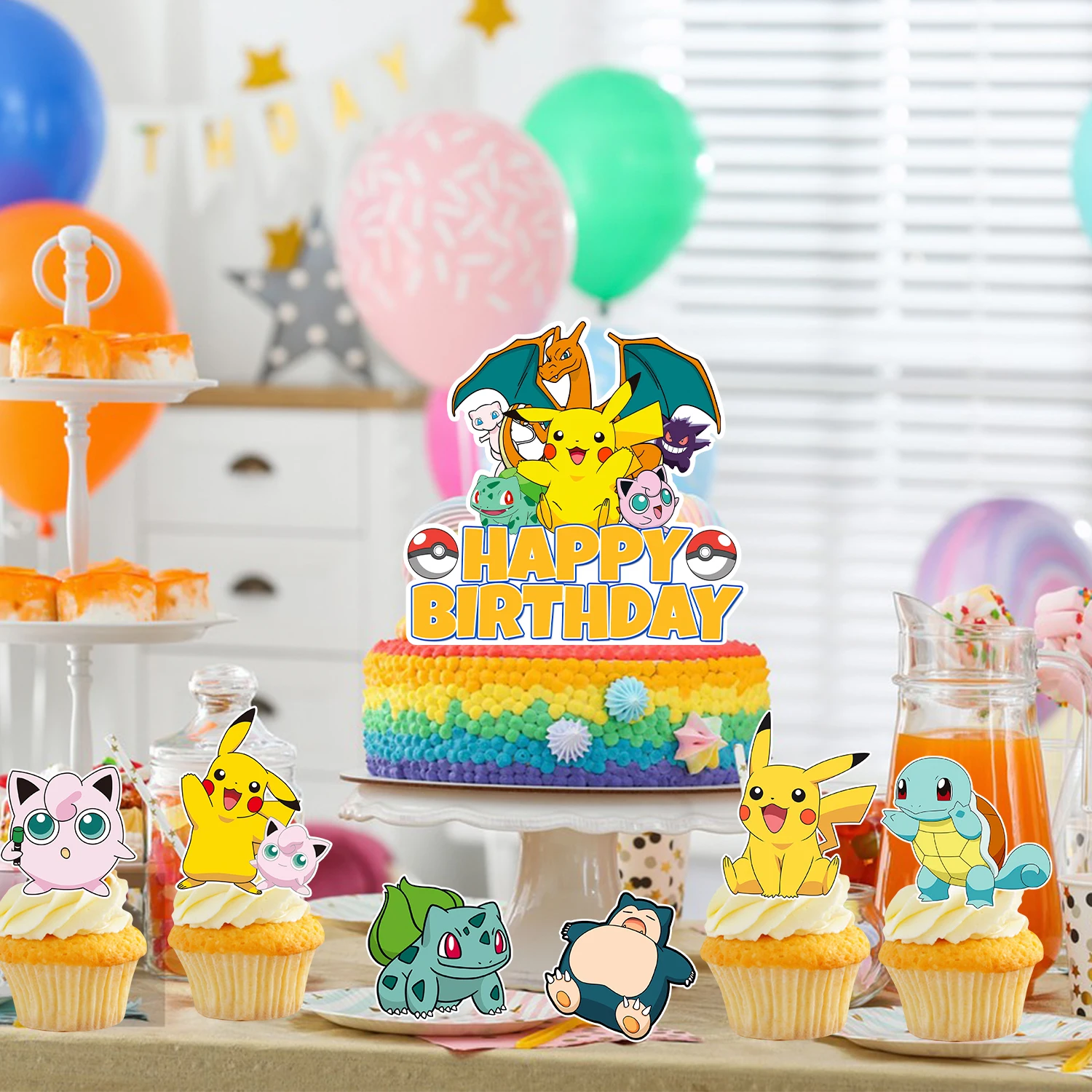 Pokemon Cupcake Toppers for Pokemon Birthday Decorations Supplies 5