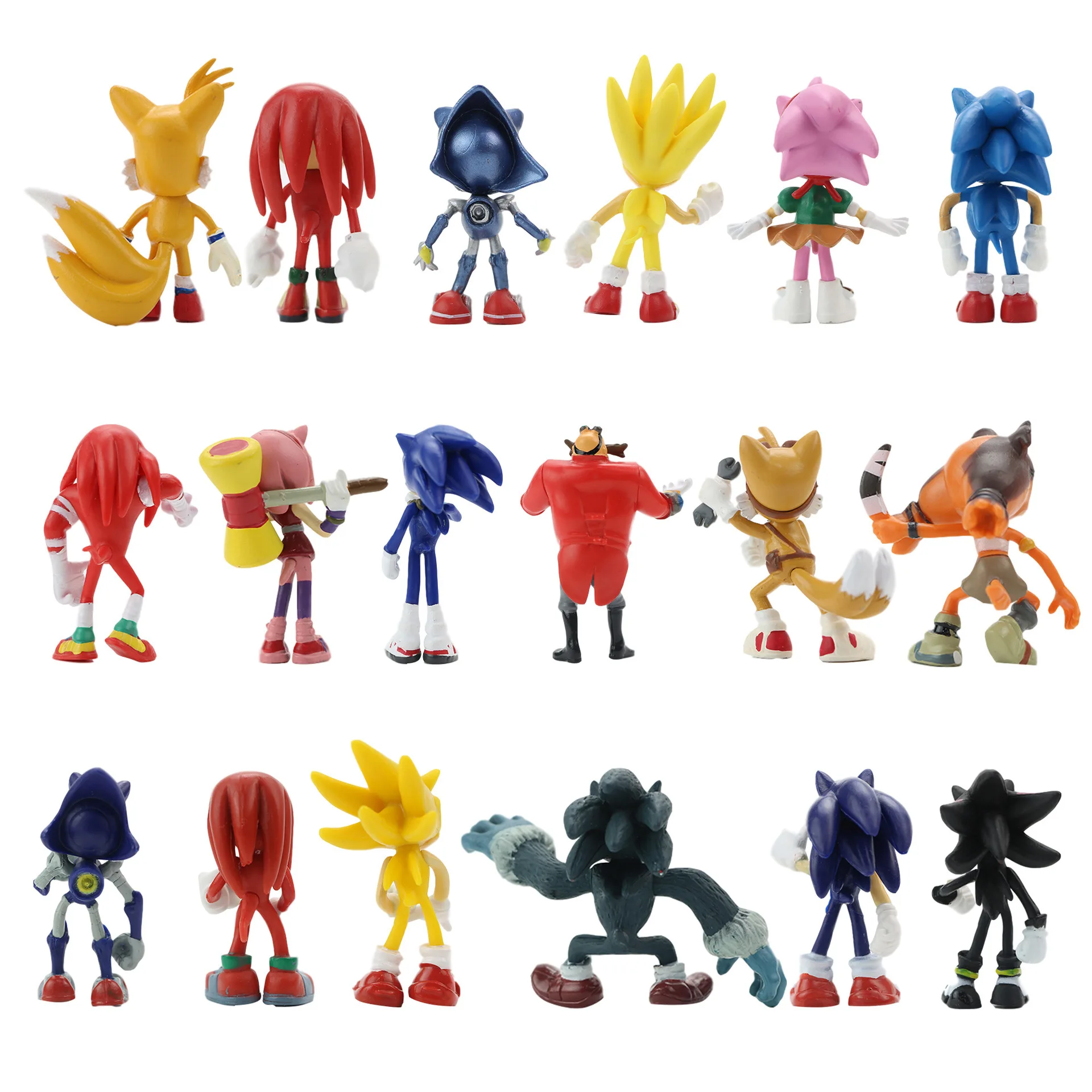 6pcs/Set Sonic Action Figures Tails Werehog Knuckle Dolls Dr. Eggman Cartoon Figure Collection Dolls Children's Hedgehog Toy 2