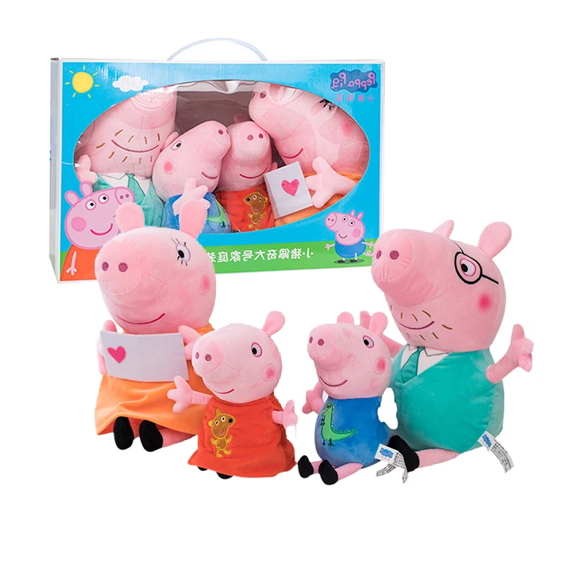 Peppa Pig George Pig Mom Dad Set Plush Toy George Pig Family Plush Doll dinosaur Party Decoration Original box Gift For Children 4