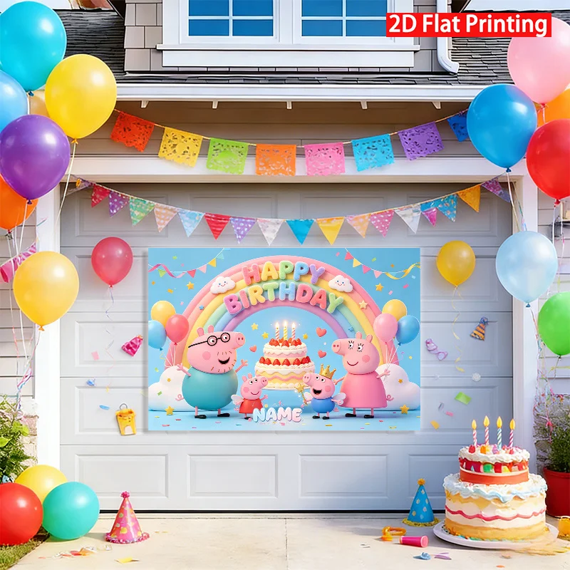 Peppa Pig Photography Backdrop Kids Birthday Party Decorations Background Personalized Banner Booth Props Party Supplies 4