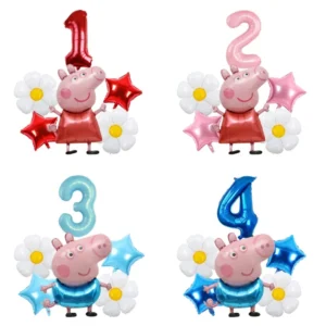 Peppa Pig Theme Set Aluminum Balloons Kids Birthday Party Decor Pet Film Background Baby Shower Girl Toys Gift 1