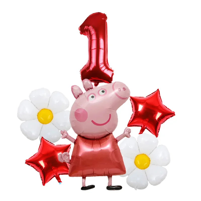 Peppa Pig Theme Set Aluminum Balloons Kids Birthday Party Decor Pet Film Background Baby Shower Girl Toys Gift 4