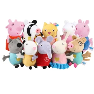 16-19CM Genuine Peppa Pig Bundle pocket 8 Friends Daddy Mammy Peppa George Plush Bahs Stuffed Dolls Pajamas Peppa Kids Gift 1