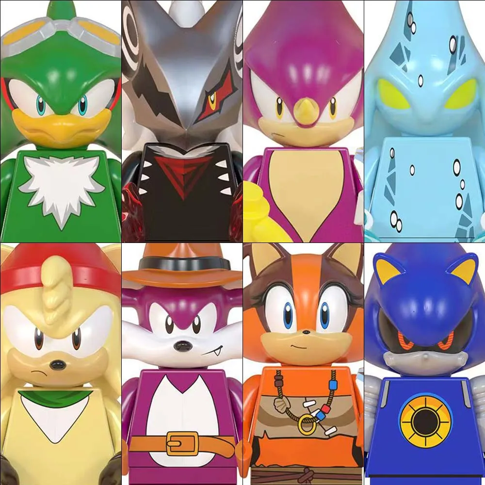 8Pcs/set Anime Games Hedgehog Sonic Building blocks Mini Action Figures Puzzle Model Doll Ornament Assembling Toy Birthday Gifts 4