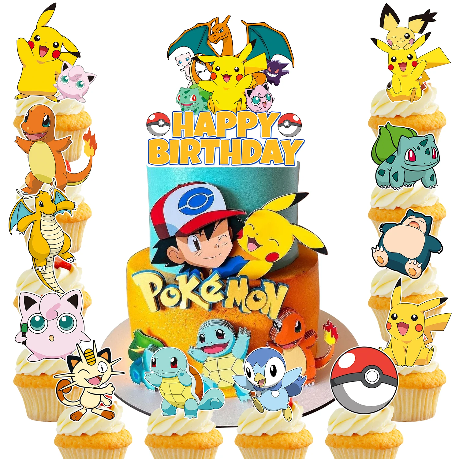 Pokemon Cupcake Toppers for Pokemon Birthday Decorations Supplies 1