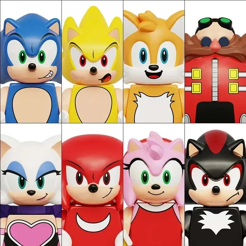 8Pcs/set Anime Games Hedgehog Sonic Building blocks Mini Action Figures Puzzle Model Doll Ornament Assembling Toy Birthday Gifts 5